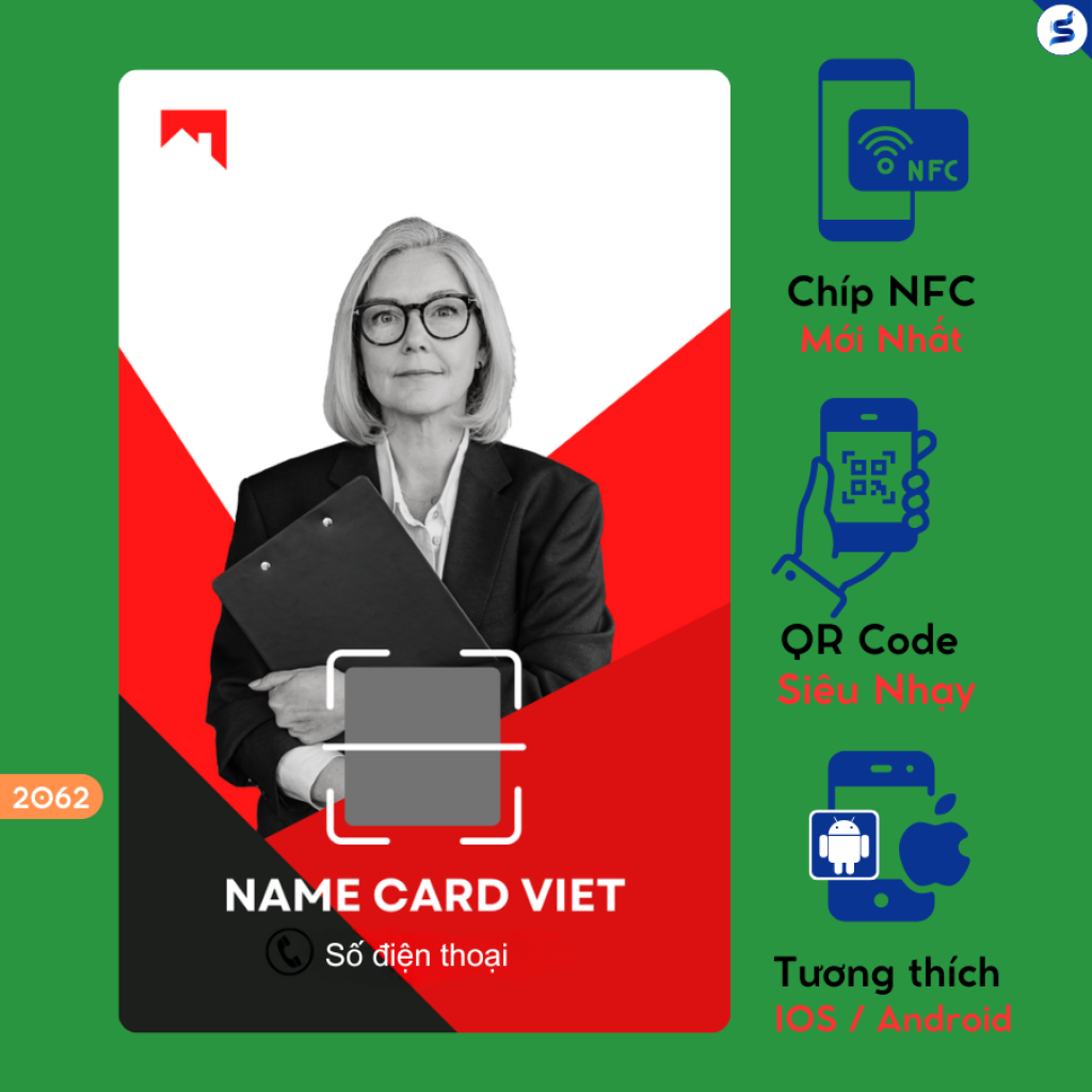 Smartcard Number Smart name card, Smart card có chip NFC và mã QR (2062) - NCV