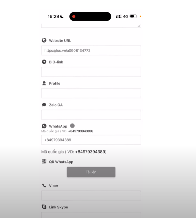 Thêm Mạng xã hội TikTok vào eCard
