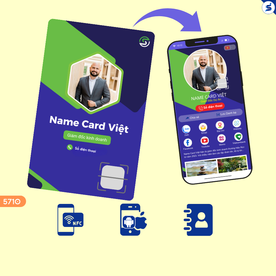 Name card điện tử, Name card NFC và mã QR (5710)
