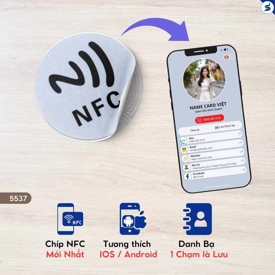 Thẻ NFC: Thẻ dán chip NFC màu trắng (5537) - Ảnh 5