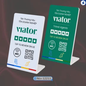 Bảng Review Viator mẫu A và mẫu B tích hợp NFC và QR Code