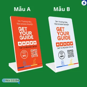 thẻ đánh giá GetYourGuide tích hợp chạm NFC và quét QR